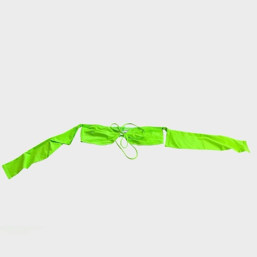 SKIMS Neon Green Long Sleeve Bikini Crop Top 4X NWT Body-less Swim